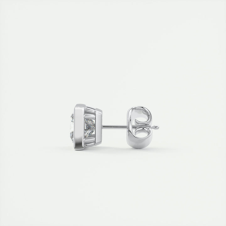 1.0CT Bezel Princess Solitaire G-VS Lab Grown Diamond Earrings