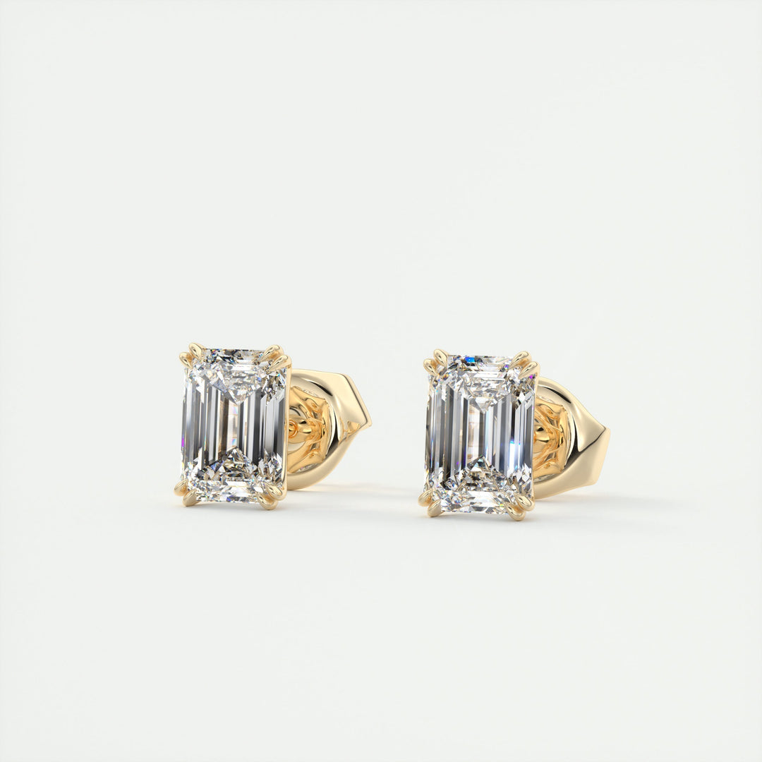 1.0CT Emerald Solitaire G-VS Lab Grown Diamond Earrings