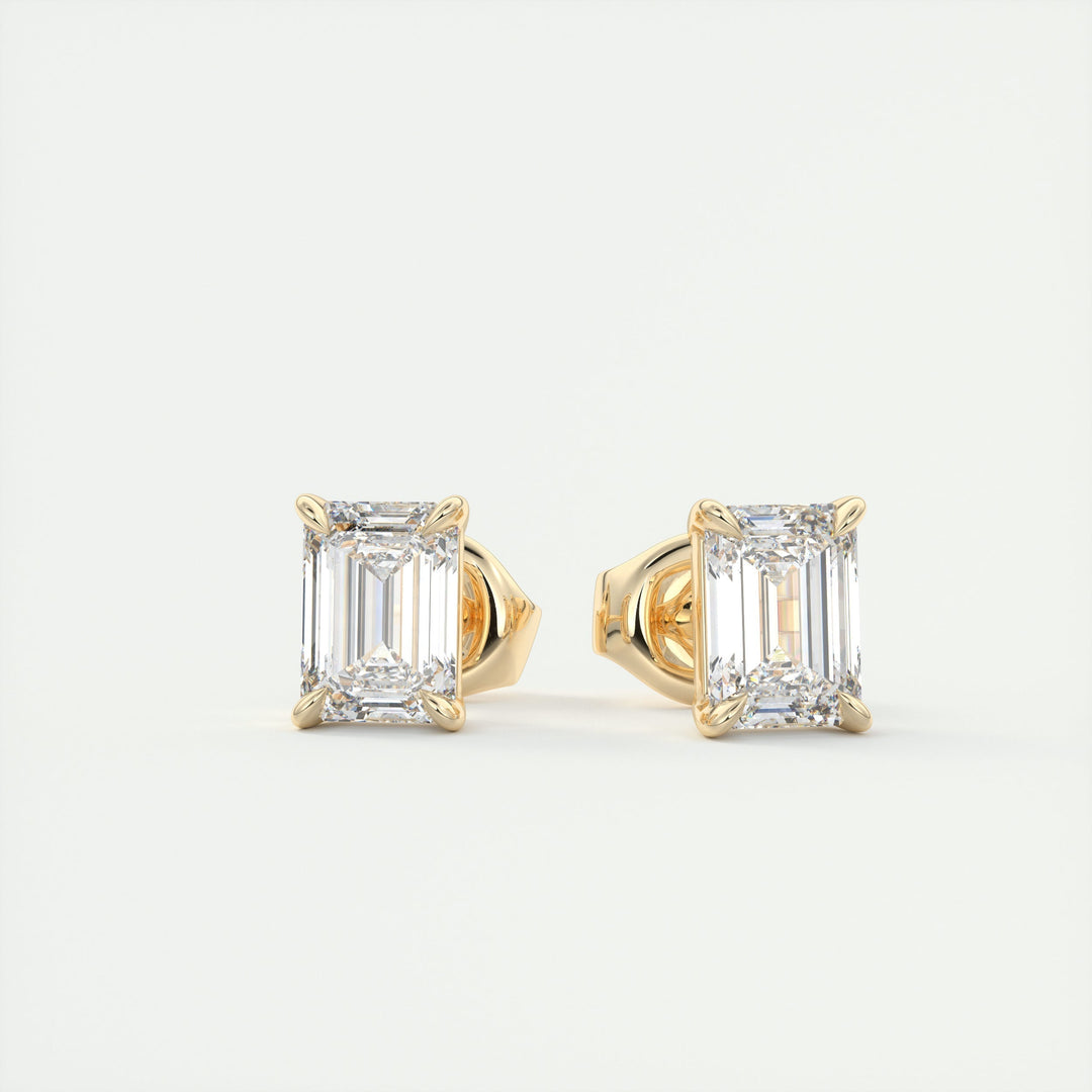 1.0CT Emerald Solitaire G-VS Lab Grown Diamond Earrings