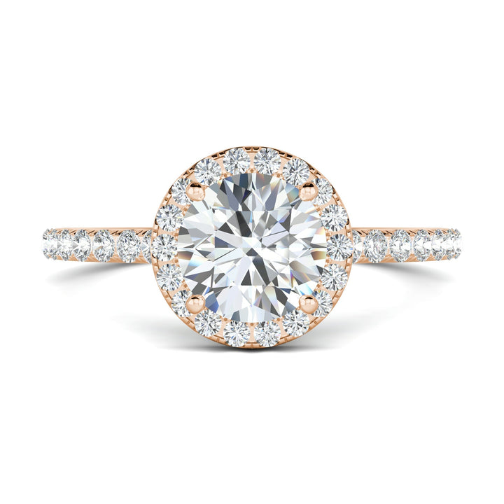 1.0CT Round Cut Halo Moissanite Diamond Engagement Ring