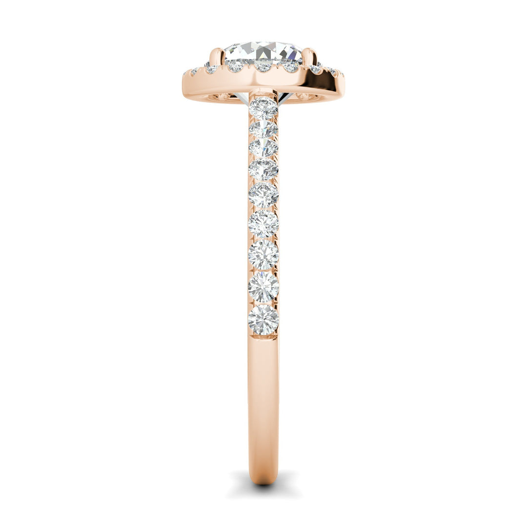 1.0CT Round Cut Halo Moissanite Diamond Engagement Ring