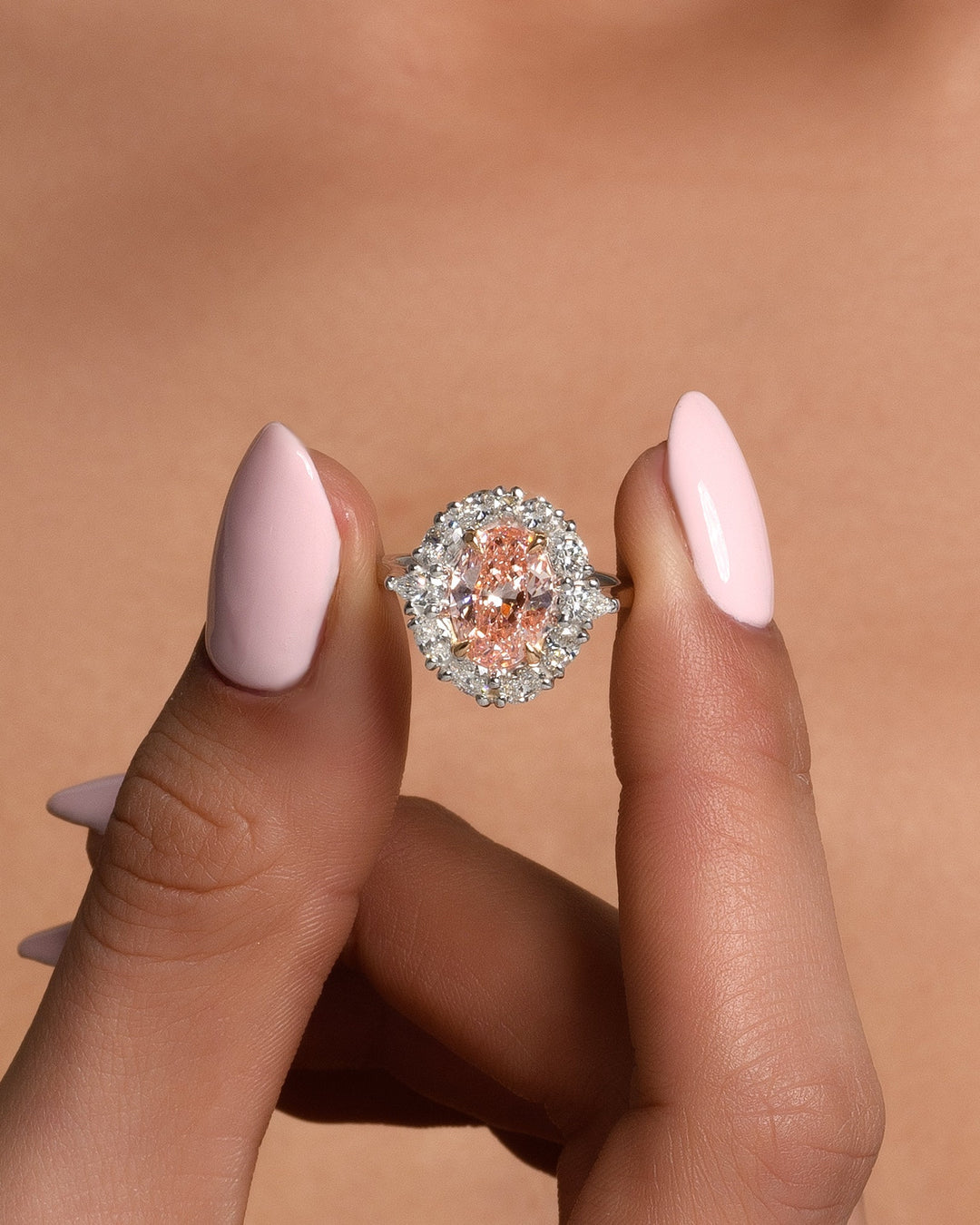Peach Diamond Ring
Oval Cut Diamond
Floral Halo Engagement Ring
1.0CT Peach Diamond
2.0CT Peach Diamond

