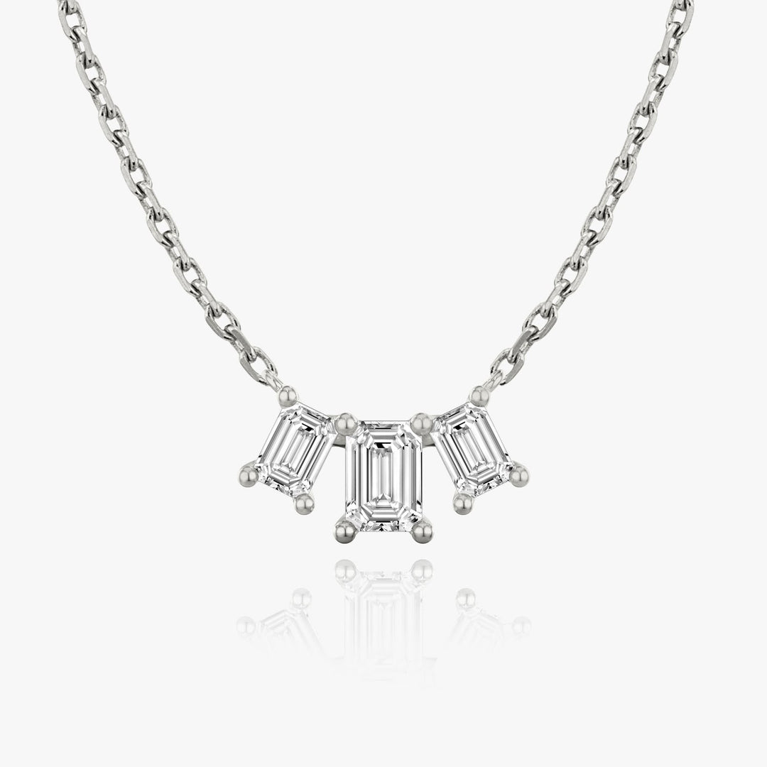 1.0TCW Emerald F-VS Lab Grown Diamond Three Stone Necklace