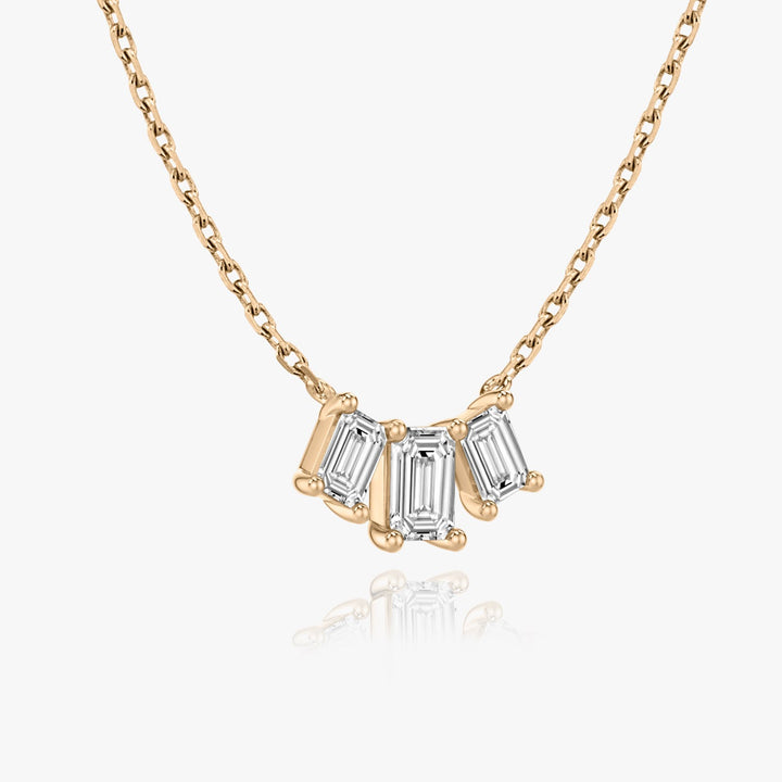1.0TCW Emerald F-VS Lab Grown Diamond Three Stone Necklace