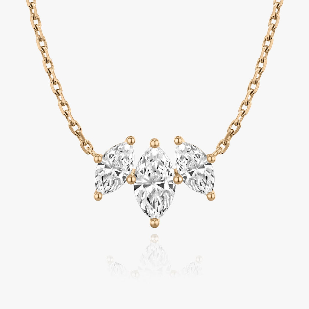 1.0TCW Marquise Cut F-VS Lab Grown Diamond Three Stone Necklace