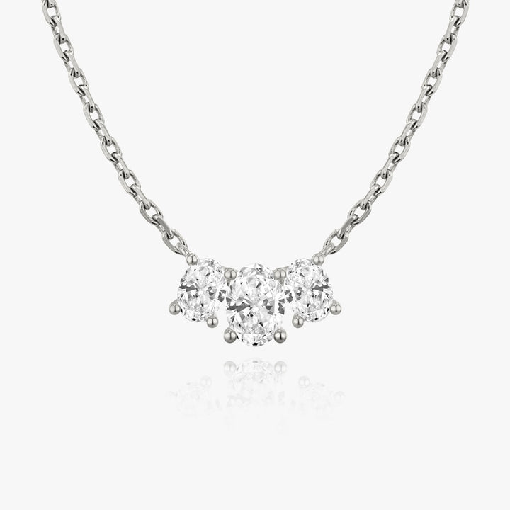 1.0TCW Oval F-VS Lab Grown Diamond Three Stone Necklace