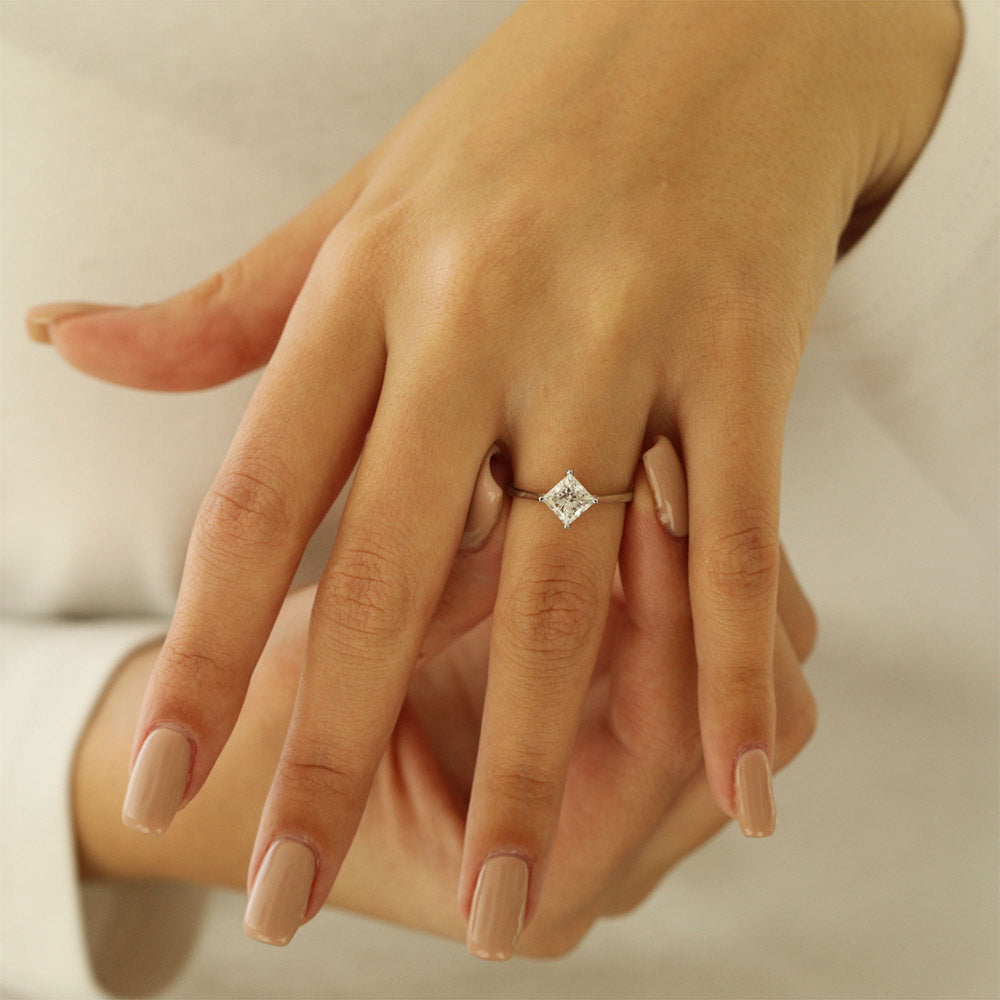 1.18CT Princess Cut Solitaire Moissanite Diamond Engagement Ring