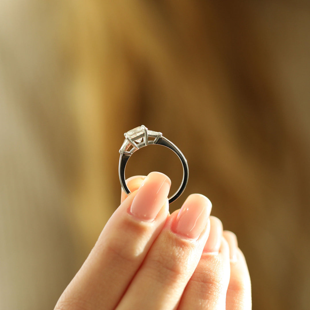 1.18CT Princess Cut Three Stones Moissanite Engagement Ring