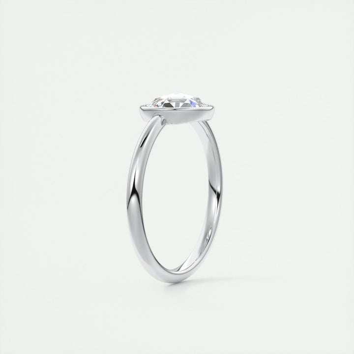 1.19CT Bezel Set Round Rose Cut Moissanite Engagement Ring