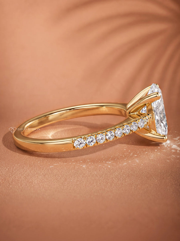 2.0CT to 3.0CT Oval Lab Grown Diamond Cathedral Pave Engagement Ring