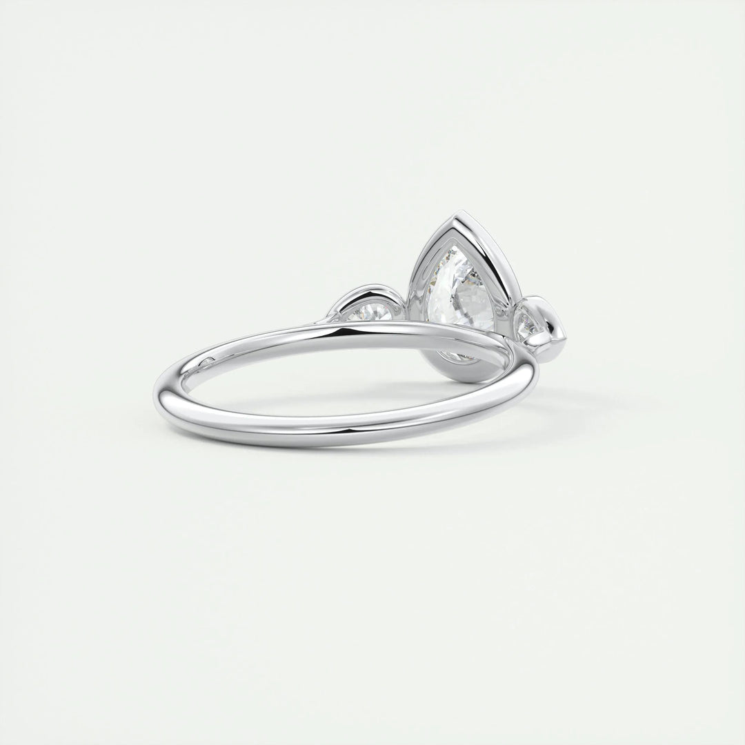 1.33CT Bezel Set Pear Shape Three Stone Moissanite Engagement Ring