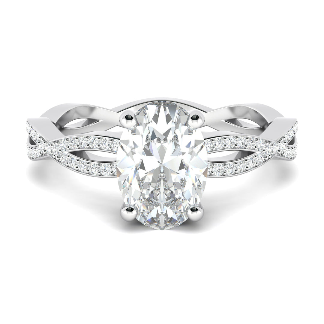 1.33CT Oval Cut Twisted Pave Moissanite Diamond Engagement Ring