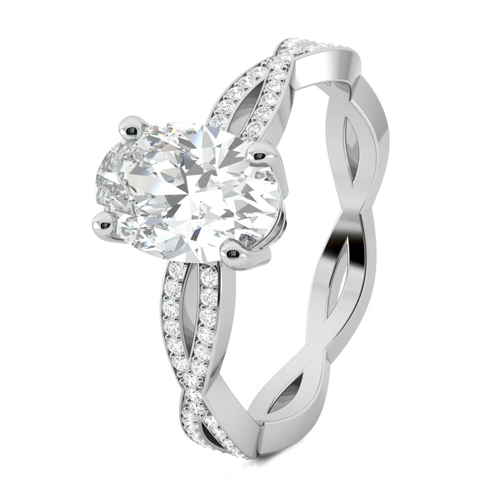 1.33CT Oval Cut Twisted Pave Moissanite Diamond Engagement Ring