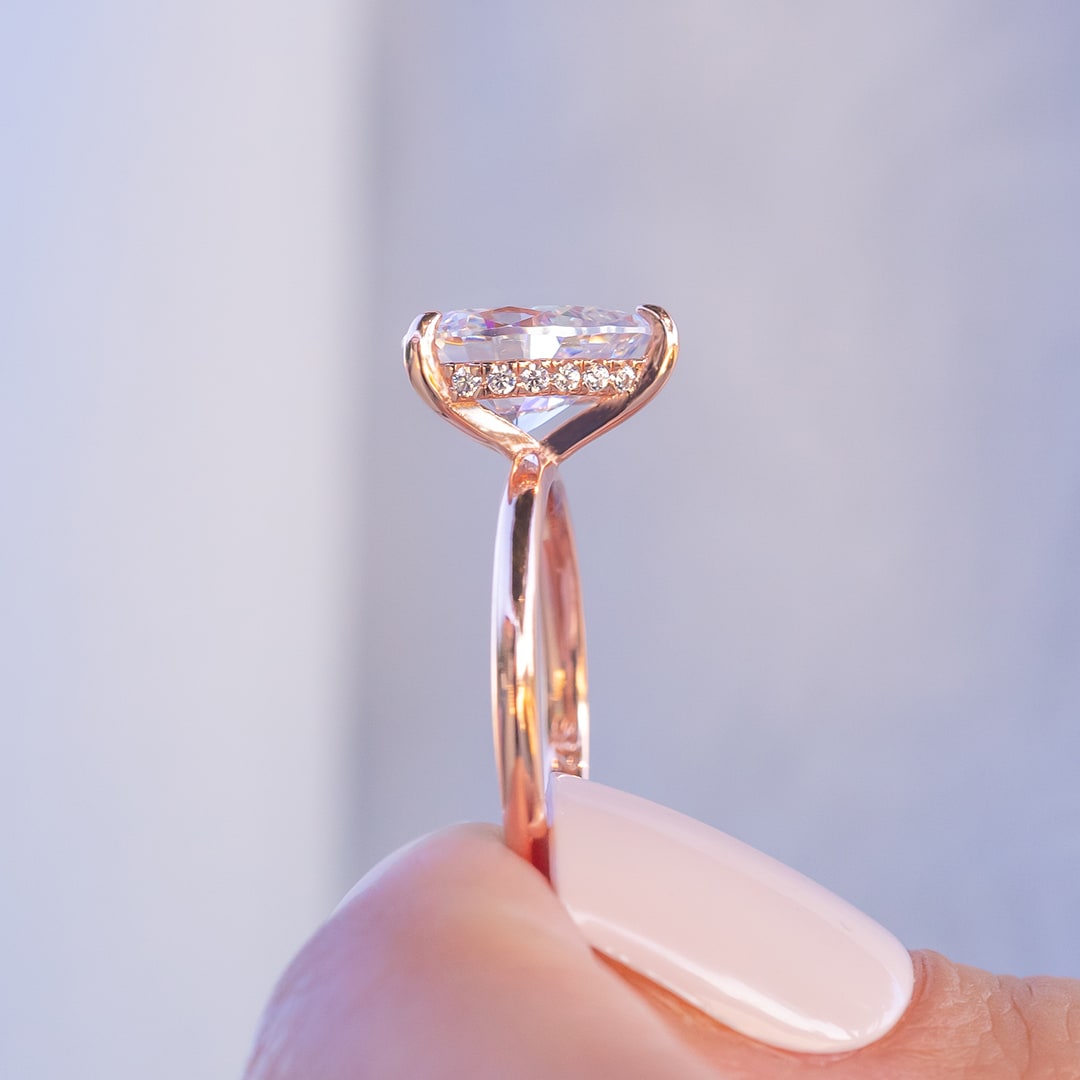 1.33CT Pear Cut Hidden Halo Moissanite Diamond Engagement Ring