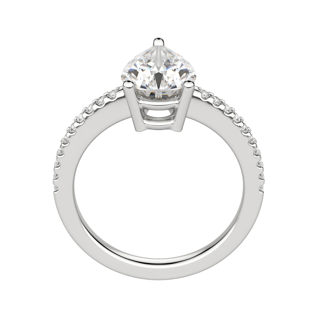 1.33CT Pear Cut Pave Moissanite Diamond Engagement Ring