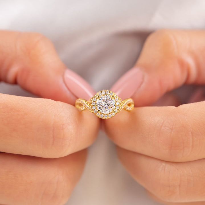 1.50CT Oval Cut Halo Moissanite Diamond Engagement Ring