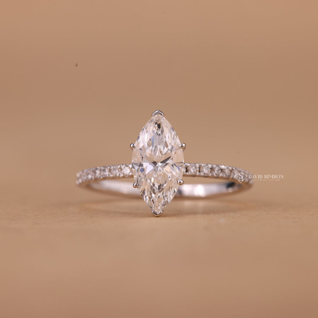 2 Carat Marquise Cut Ring
Vintage Marquise Moissanite
Moissanite Pave Wedding Band
Marquise Solitaire with Pave
