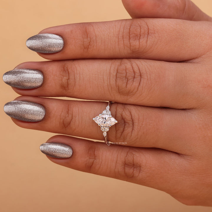1.5 Carat Moissanite, 2 Carat Moissanite, Lab Grown Diamond, Twisted Vine Ring, Infinity Band, Cluster Diamond Ring,