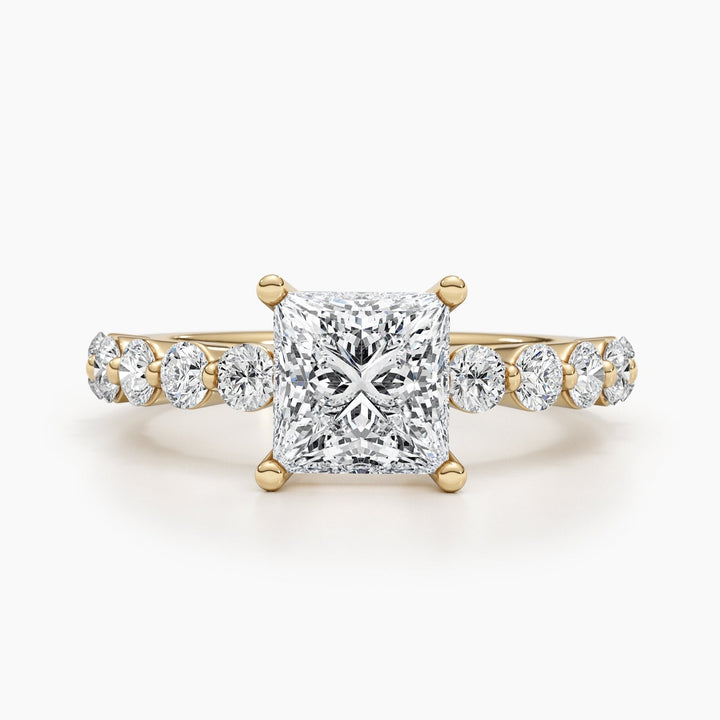 1.5ct Princess Cut F- VS Lab Grown Diamond Pave Engagement Ring