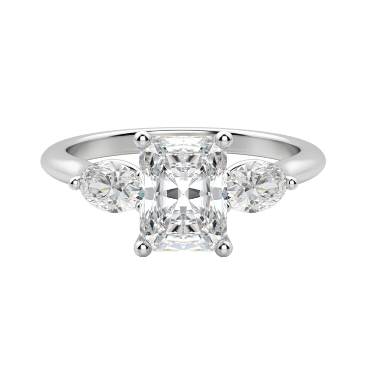 1.67CT Radiant Cut Three Stone Moissanite Diamond Engagement Ring