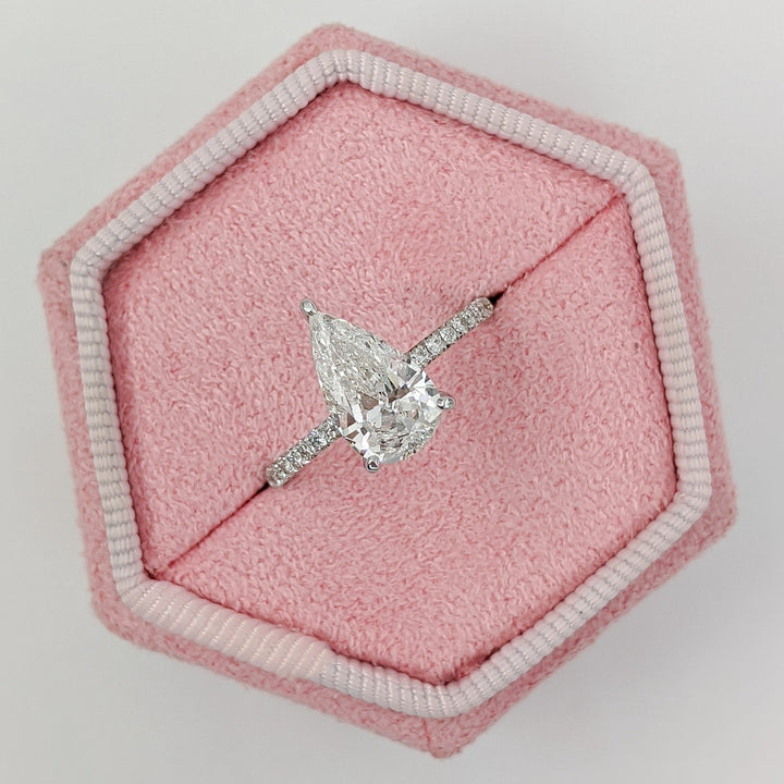 1.7ct Pear G-VS2 Lag Grown Diamond Pave Engagement Ring