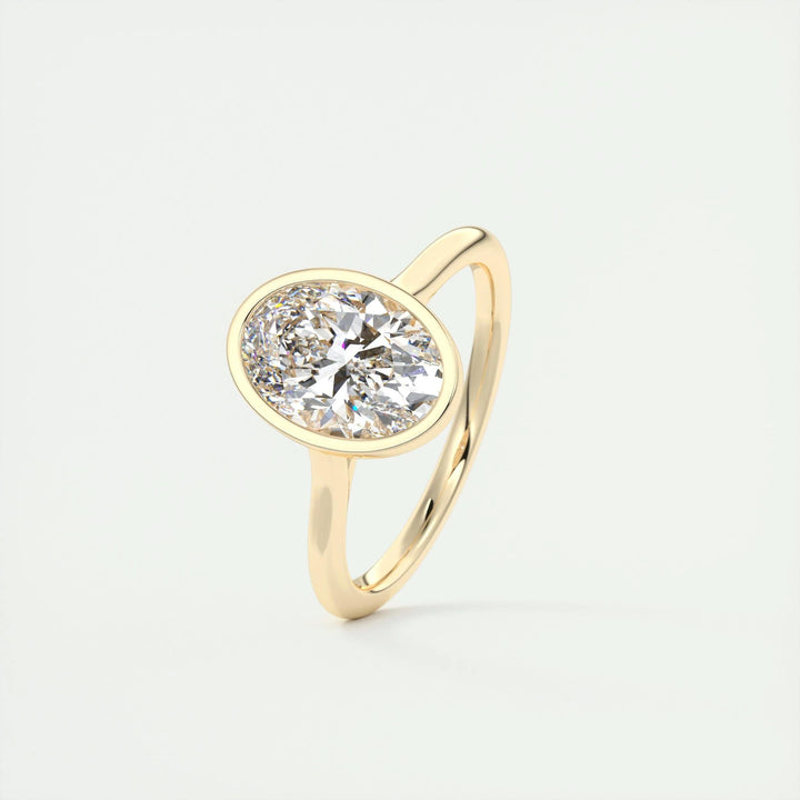 1.91CT Bezel Set Oval Solitaire Moissanite Diamond Engagement Ring