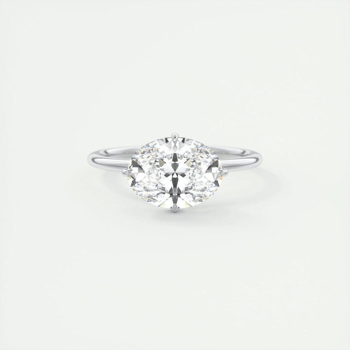 1.91CT East West Oval Cut Hidden Halo Moissanite Engagement Ring