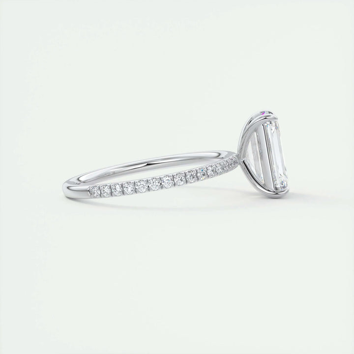 1.91CT Emerald Cut Pave Diamond Moissanite Engagement Ring