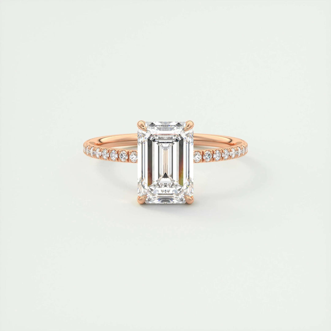 1.91CT Emerald Cut Pave Diamond Moissanite Engagement Ring