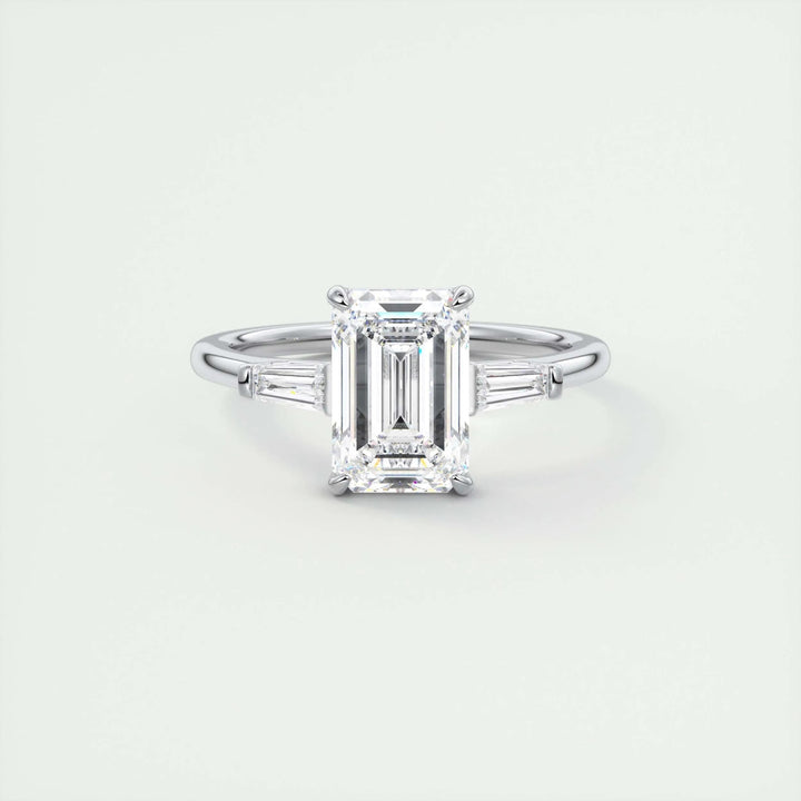 1.91CT Emerald Cut Three Stone Moissanite Diamond Engagement Ring