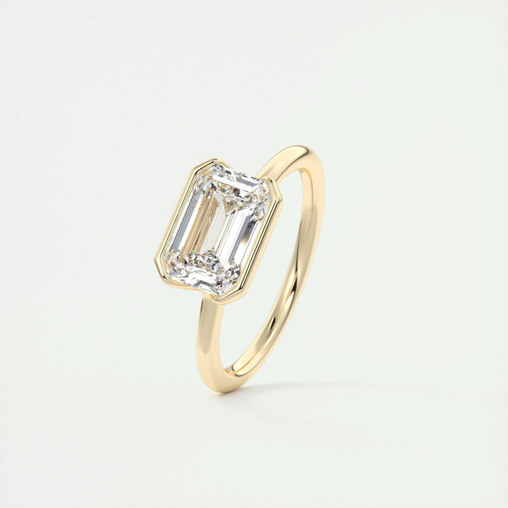 1.91CT Emerald Half Bezel Moissanite Diamond Engagement Ring