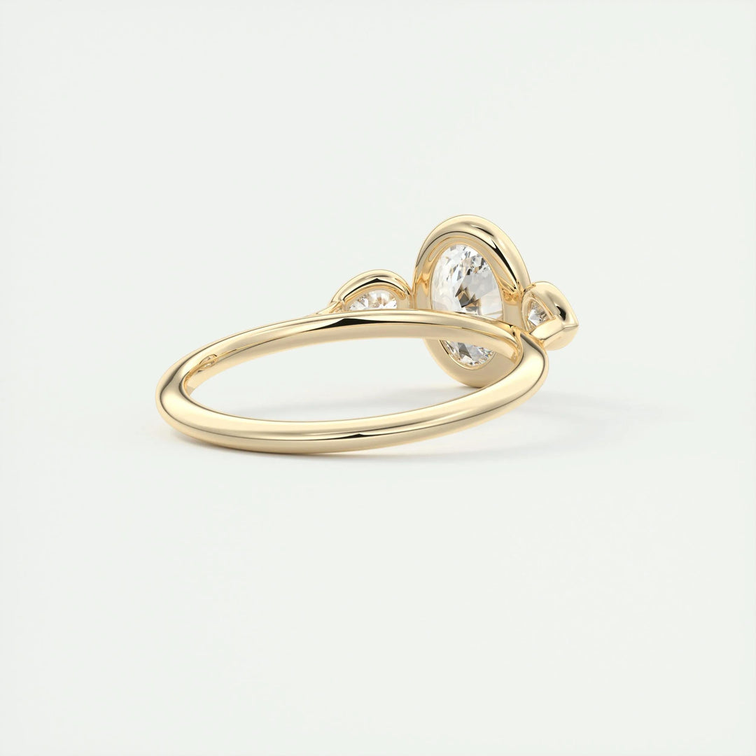 1.91CT Oval Cut Bezel Three Stone Moissanite Diamond Engagement Ring