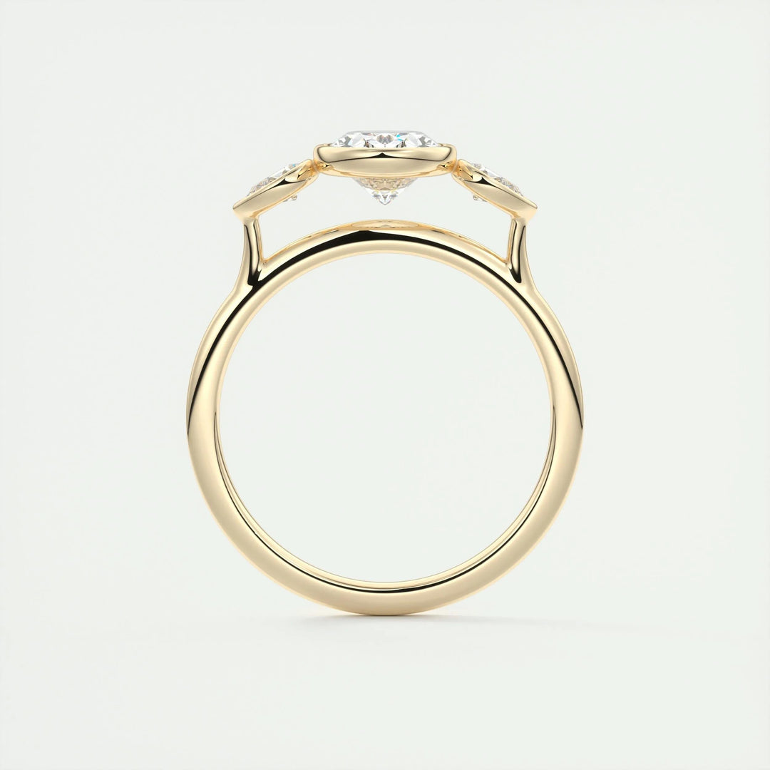 1.91CT Oval Cut Bezel Three Stone Moissanite Diamond Engagement Ring