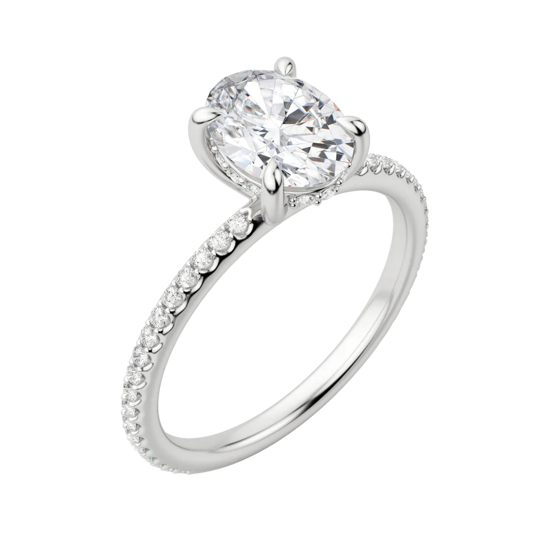 1.91CT Oval Cut Hidden Halo Moissanite Engagement Ring