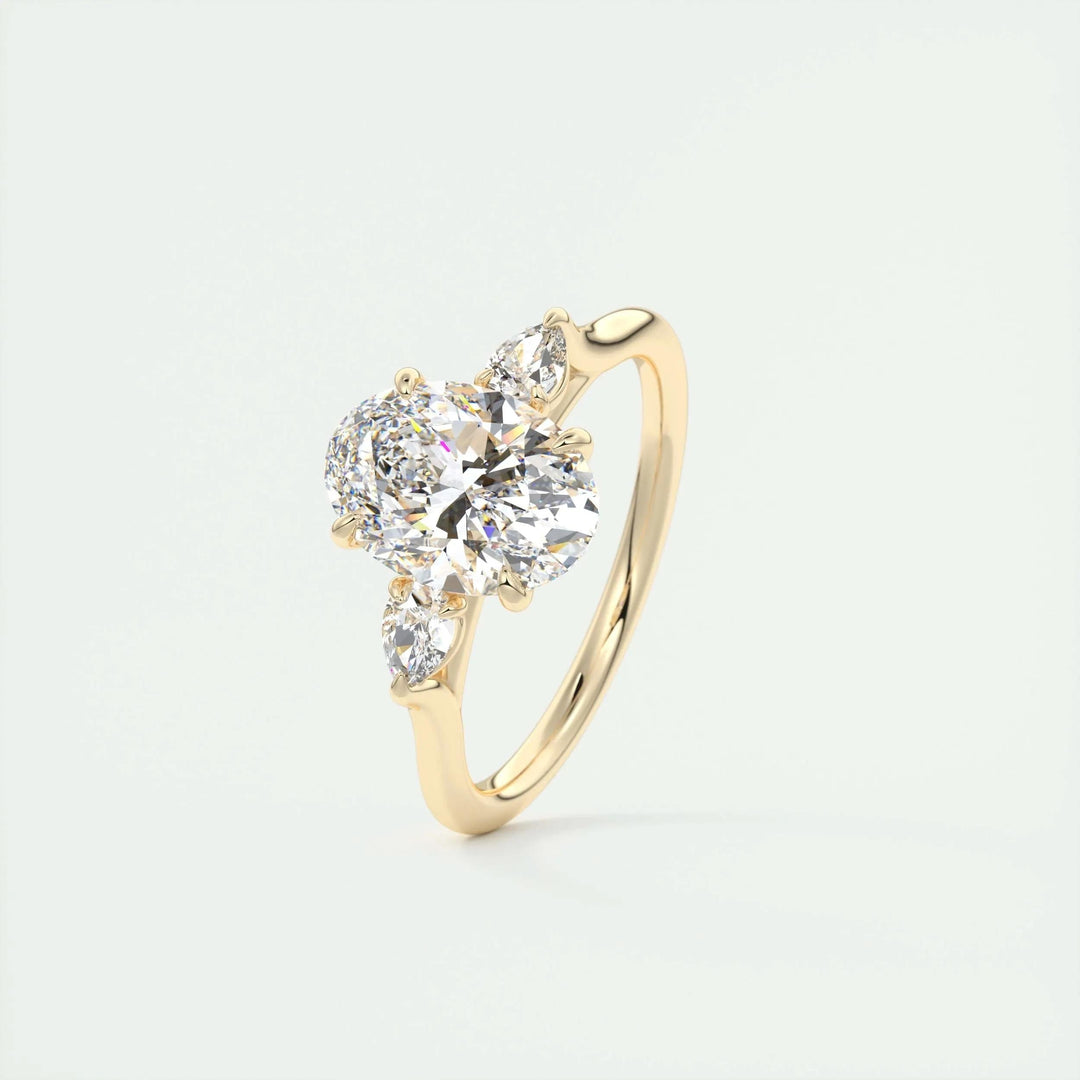 1.91CT Oval Cut Three Stone Moissanite Diamond Engagement Ring