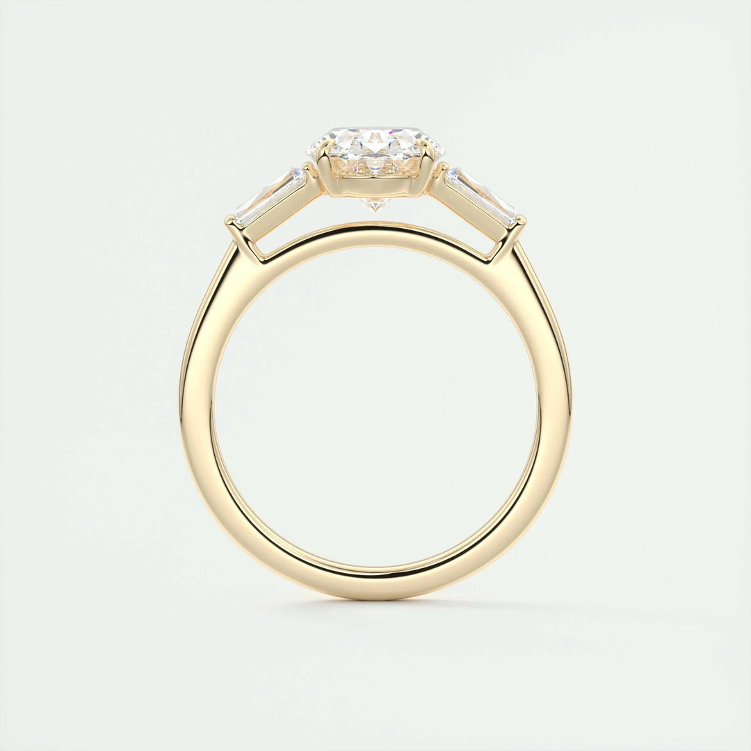 1.91CT Oval Cut Three Stone Moissanite Diamond Engagement Ring
