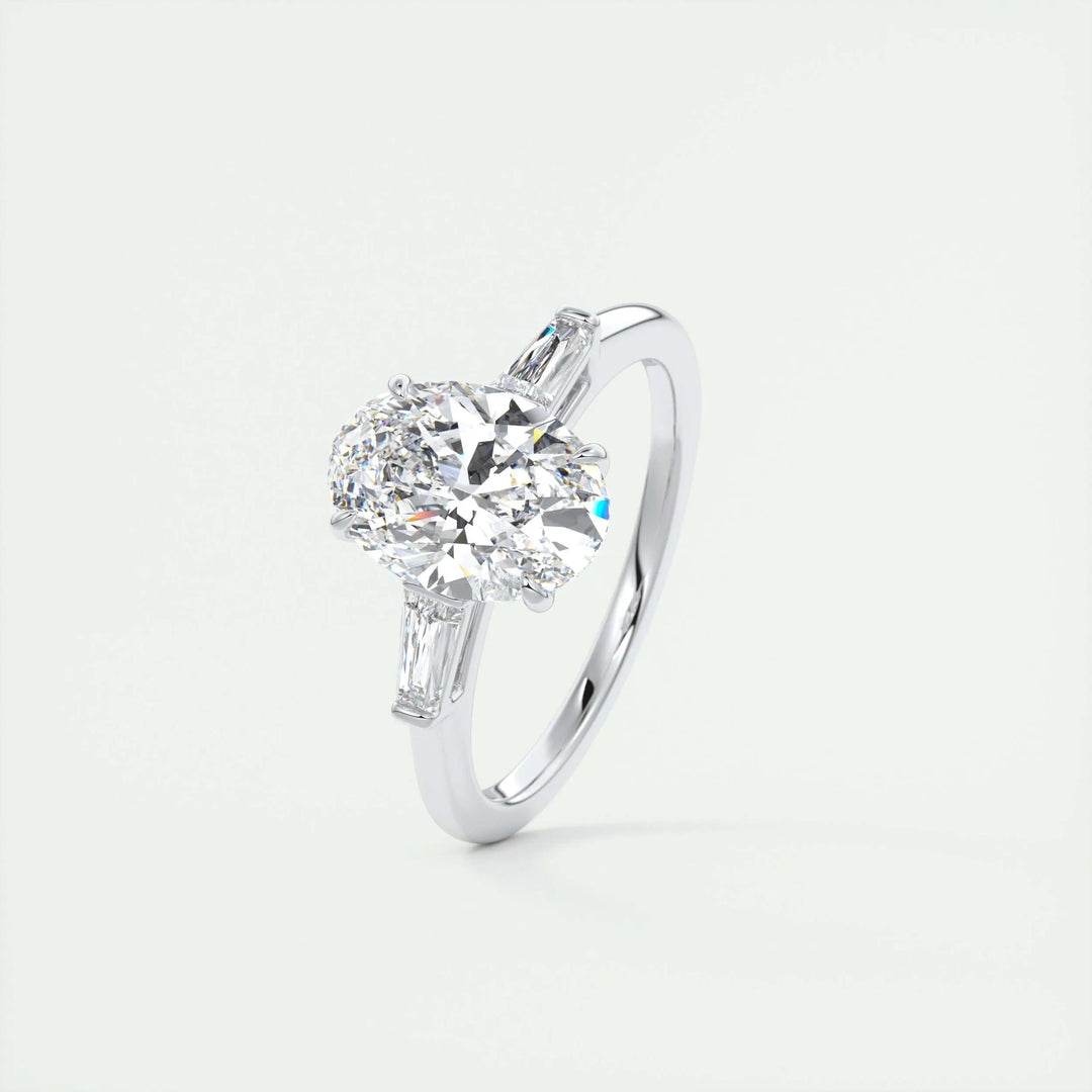 1.91CT Oval Cut Three Stone Moissanite Diamond Engagement Ring