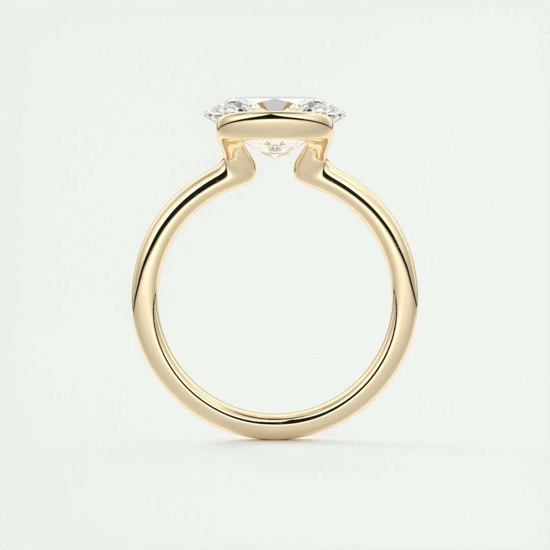 1.91CT Oval Half Bezel Moissanite Diamond Engagement Ring