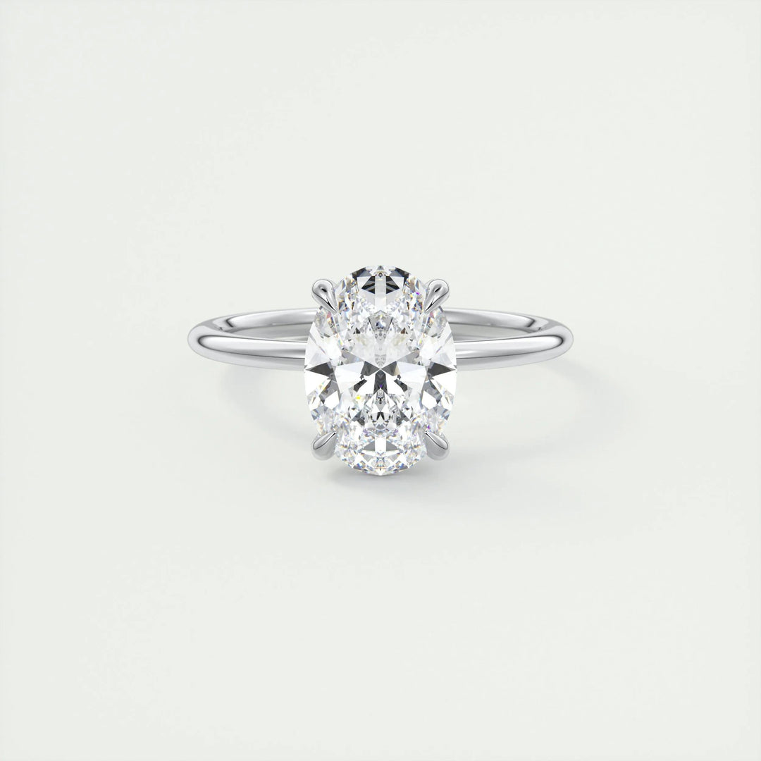 1.91CT Oval Solitaire Hidden Halo Diamond Moissanite Engagement Ring