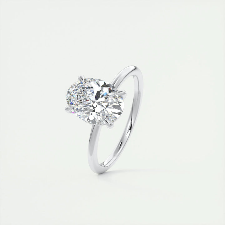 1.91CT Oval Solitaire Hidden Halo Diamond Moissanite Engagement Ring