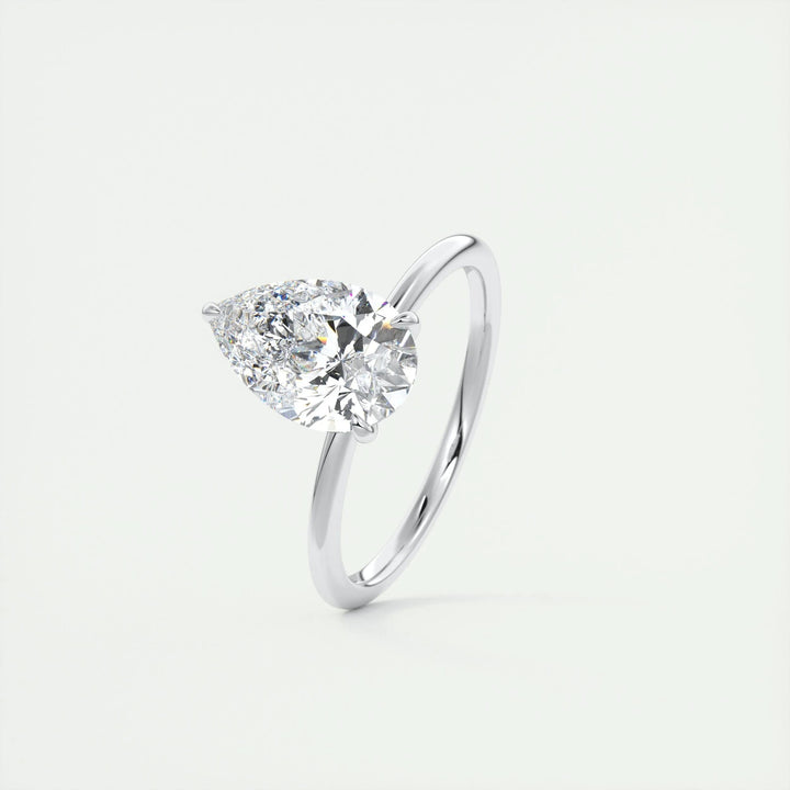1.93CT Pear Cut Solitaire Moissanite Diamond Engagement Ring