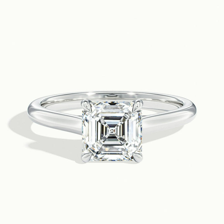 2.0CT Asscher Cut Moissanite Solitaire Diamond Engagement Ring