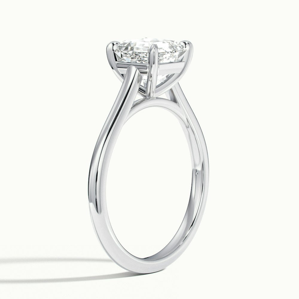 2.0CT Asscher Cut Moissanite Solitaire Diamond Engagement Ring