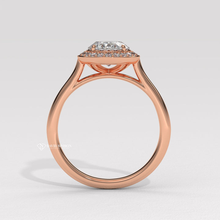 1.50CT-2.50CT Oval Cut Moissanite Channel Set Halo Diamond Engagement Ring