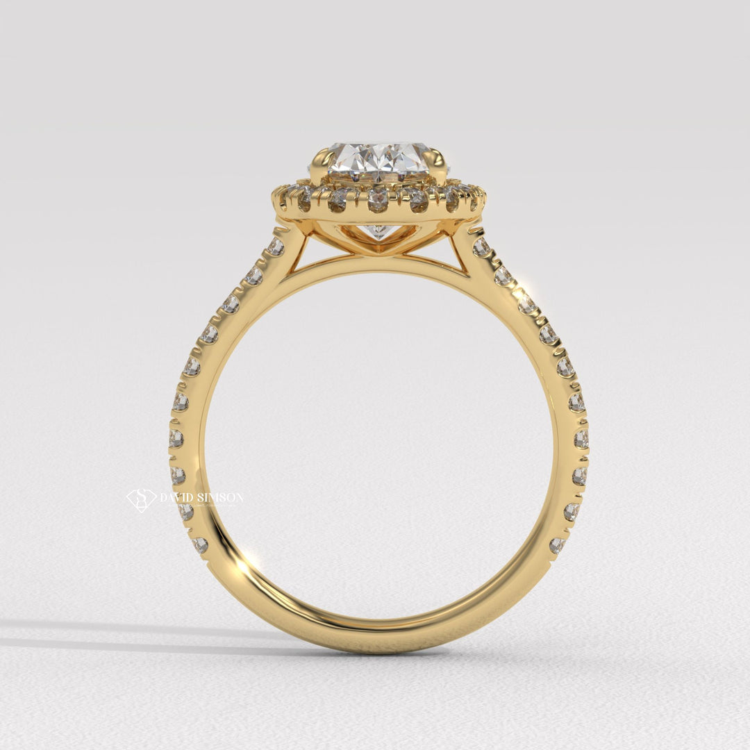 2.0CT-3.0CT Oval Cut Moissanite Halo Diamond Pave Engagement Ring