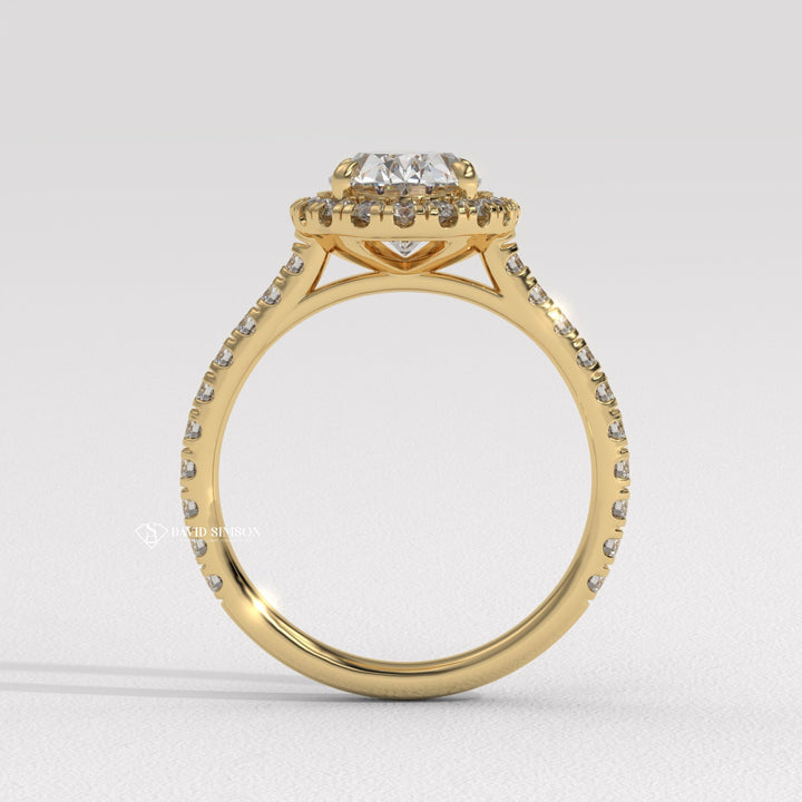 2.0CT-3.0CT Oval Cut Moissanite Halo Diamond Pave Engagement Ring