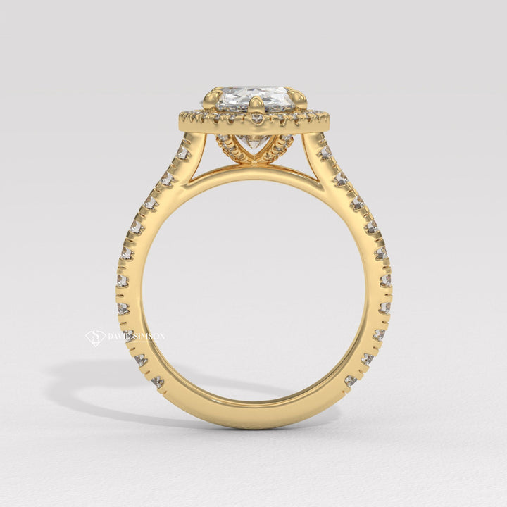 1.0CT-2.0CT Pear Moissanite Halo Diamond Engagement Ring