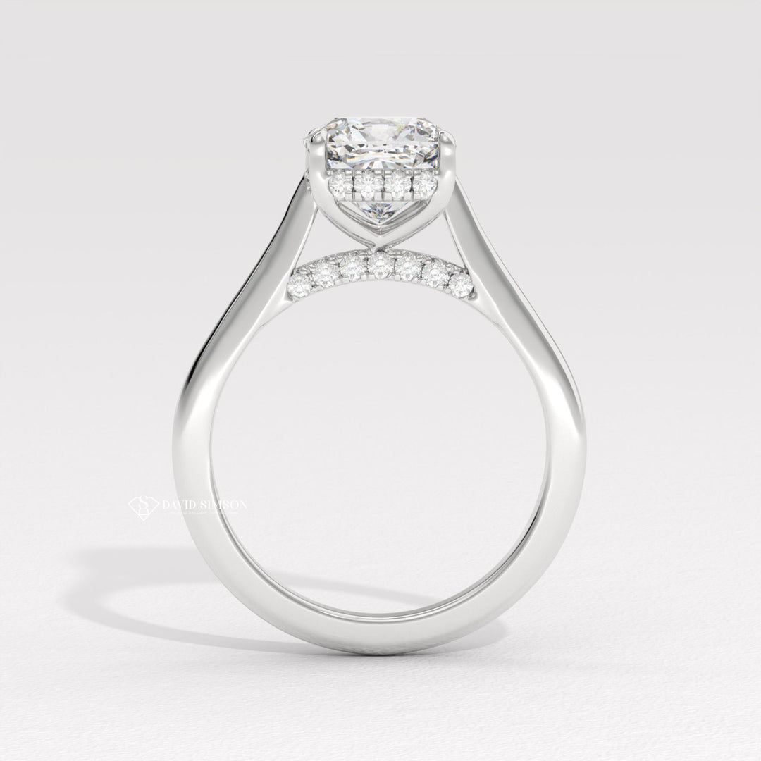 2.0CT-3.0CT Cushion Moissanite Diamond Hidden Halo Engagement Ring