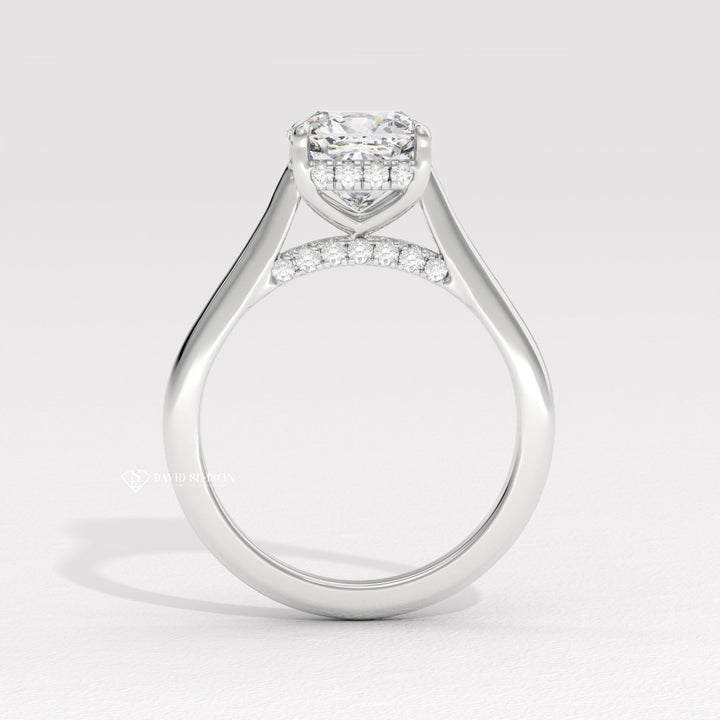 2.0CT-3.0CT Cushion Moissanite Diamond Hidden Halo Engagement Ring