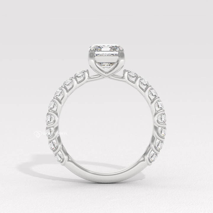 2CT-3CT Emerald Moissanite Diamond Unique Pave Engagement Ring